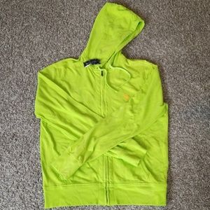 Bright neon full zip polo hoodie